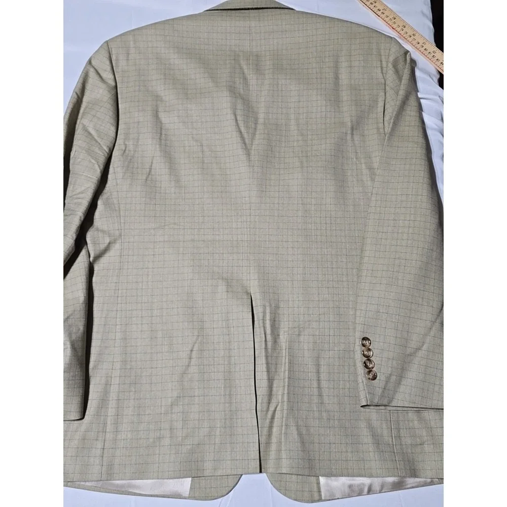 Nautica Tan Beige Plaid Men's WOOL SPORT COAT 42R blazer suit jacket